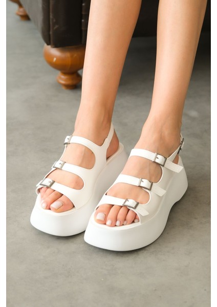 Kadın Delta Kalın Tabanlı Sabdalet - Beyaz fiyatları