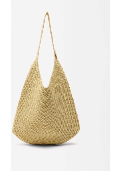 Hasır Görünümlü Yan Detaylı Omuz Çantası