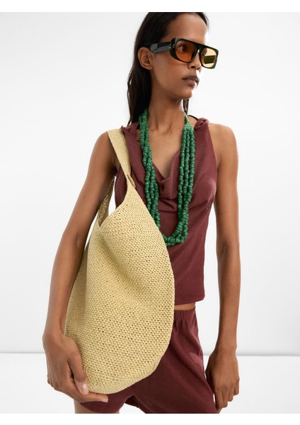 Hasır Görünümlü Yan Detaylı Omuz Çantası fiyatları