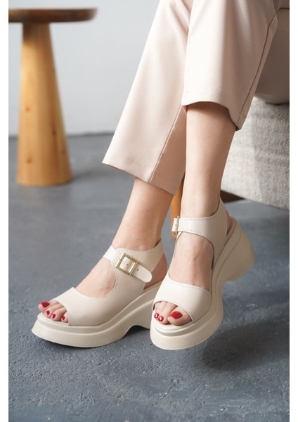 Kadın Alex Kalın Tabanlı Sandalet - Ten Deri fiyatları