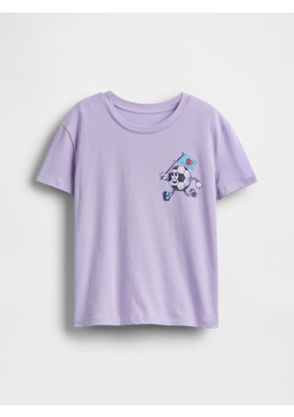 Kız Çocuk Lila Grafik T-Shirt fırsatları