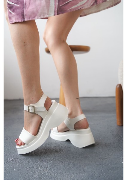 Kadın Silva Kalın Tabanlı Sandalet - Beyaz modelleri