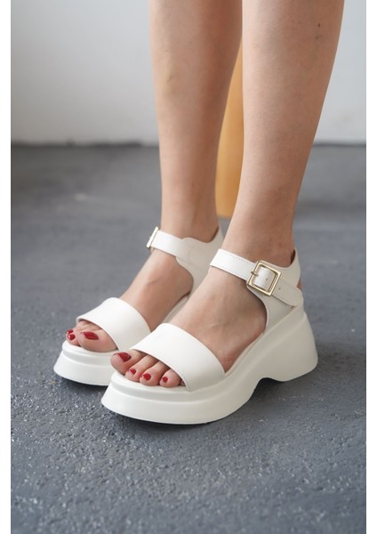 Kadın Silva Kalın Tabanlı Sandalet - Beyaz fırsatları