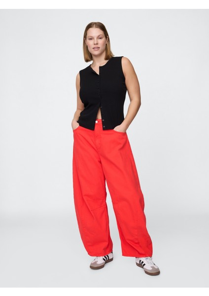 Kadın Kırmızı High Rise Ultrasoft Horseshoe Jean Pantolon fırsatları