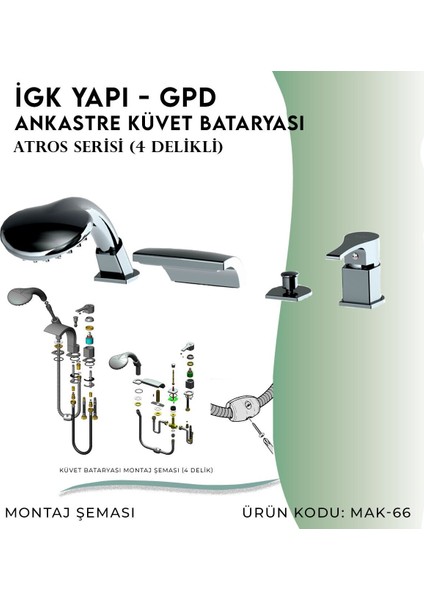 Igk Yapı - Gpd Atros Ankastre Küvet Bataryası (4 Delikli) (MAK66) indirimleri