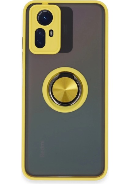 Xiaomi Redmi Note 12S Kılıf Montreal Yüzüklü Silikon Kapak - Sarı Bstmy