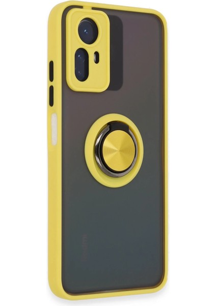 Xiaomi Redmi Note 12S Kılıf Montreal Yüzüklü Silikon Kapak - Sarı Bstmy