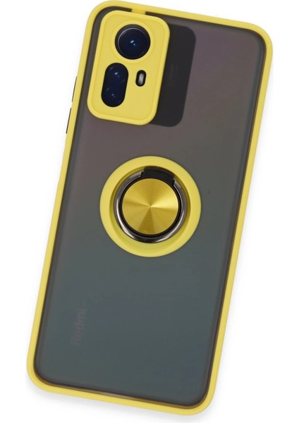 Xiaomi Redmi Note 12S Kılıf Montreal Yüzüklü Silikon Kapak - Sarı Bstmy