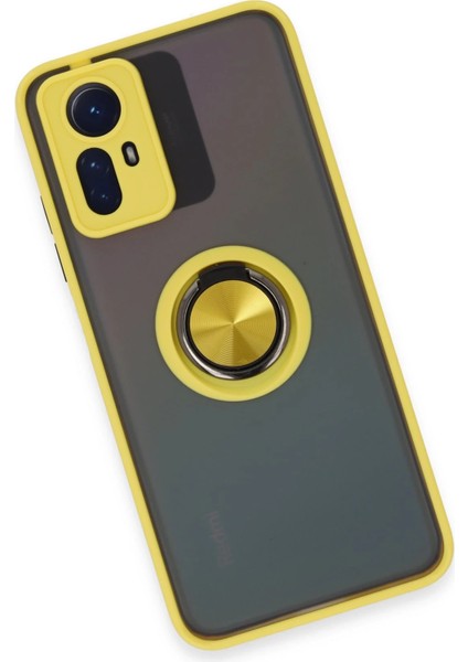 Xiaomi Redmi Note 12S Kılıf Montreal Yüzüklü Silikon Kapak - Sarı Bstmy