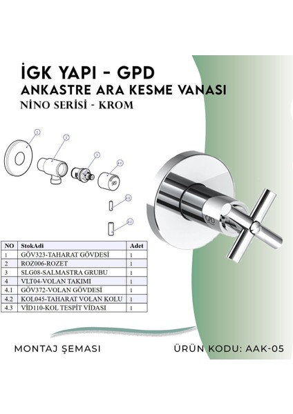 Igk Yapı - Gpd Nino Ankastre Ara Kesme Vanası (AAK05)