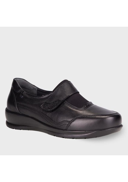 Anıta 55012-K Siyah Kadın Günlük Deri Comfort Ayakkabı