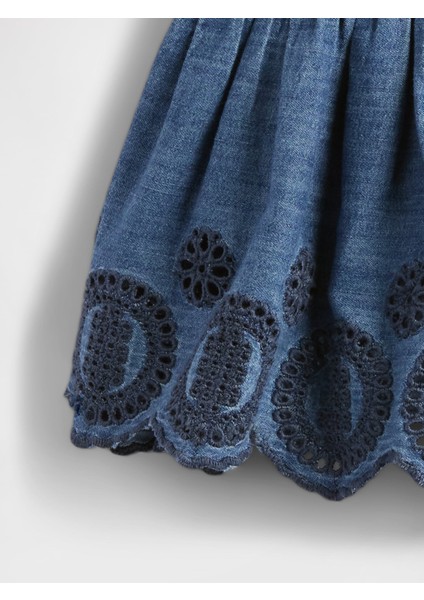 Bebek Mavi Denim Eyelet Outfit Set fiyatları