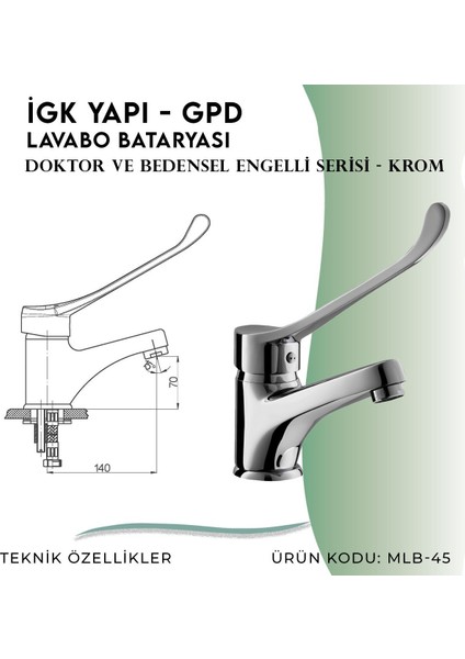 Igk Yapı - Gpd Doktor/bedensel Engelli Lavabo Bataryası (MLB45)