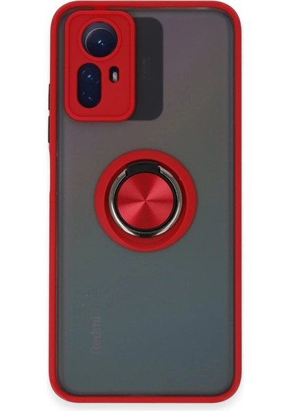 Xiaomi Redmi Note 12S Kılıf Montreal Yüzüklü Silikon Kapak - Kırmızı Bstmy