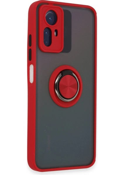 Xiaomi Redmi Note 12S Kılıf Montreal Yüzüklü Silikon Kapak - Kırmızı Bstmy