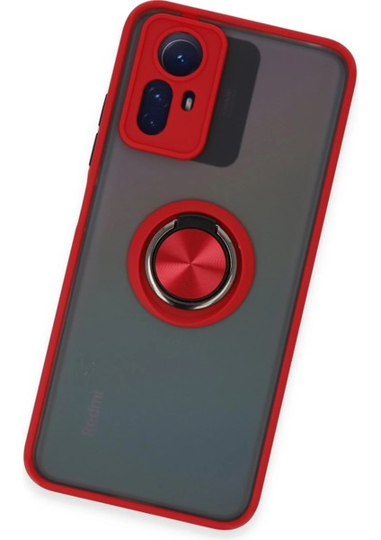 Xiaomi Redmi Note 12S Kılıf Montreal Yüzüklü Silikon Kapak - Kırmızı Bstmy