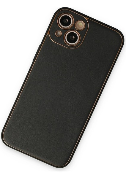 Iphone 14 Kılıf Coco Deri Silikon Kapak - Siyah Bstmy