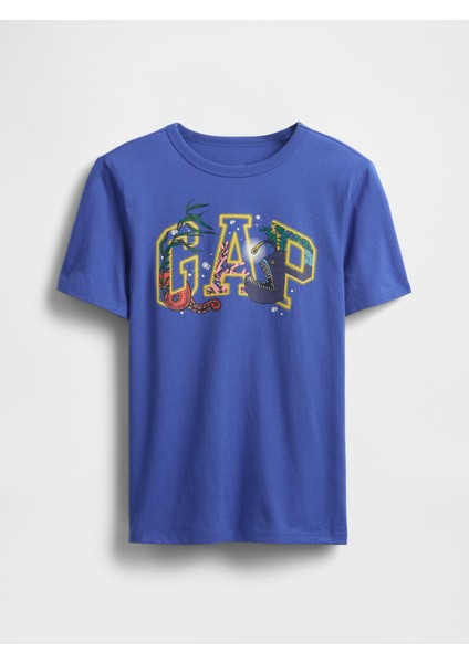 Erkek Çocuk Mavi Grafik T-Shirt