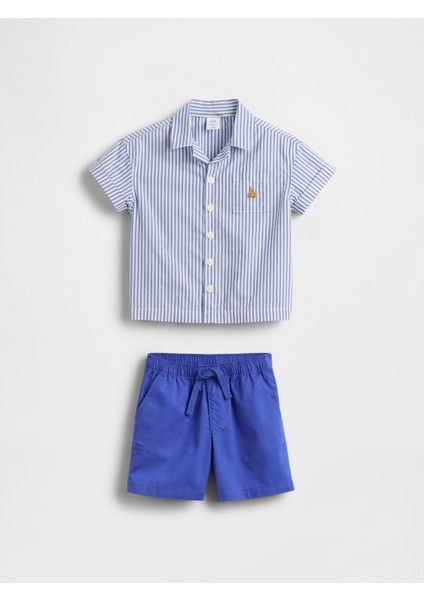 Bebek Mavi Poplin Outfit Set