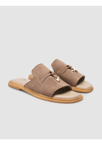 %100 Hakiki Deri Kahverengi Kadın Terlik fiyatları