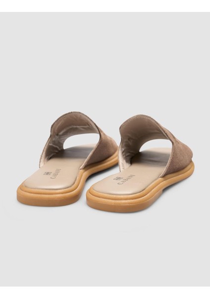 %100 Hakiki Deri Kahverengi Kadın Terlik modelleri