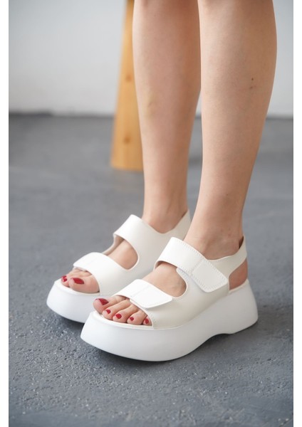 Kadın Danny Kalın Tabanlı Sandalet - Beyaz fiyatları