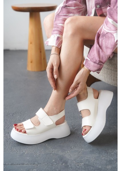 Kadın Danny Kalın Tabanlı Sandalet - Beyaz modelleri