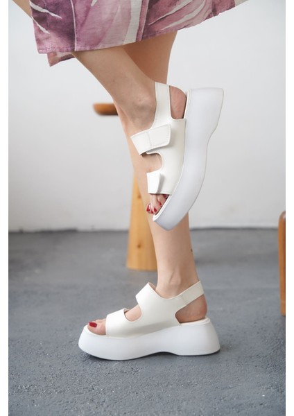 Kadın Danny Kalın Tabanlı Sandalet - Beyaz fırsatları