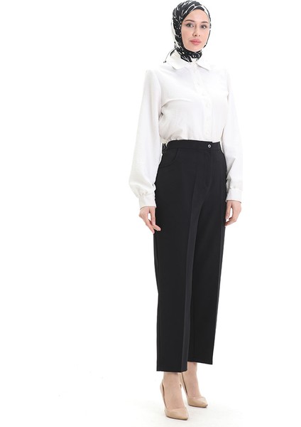 Büyük Beden Cepli Pantolon 4003-01 Siyah