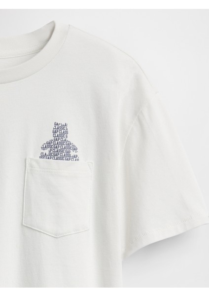 Erkek Çocuk Kırık Beyaz Cepli Grafik T-Shirt fiyatları