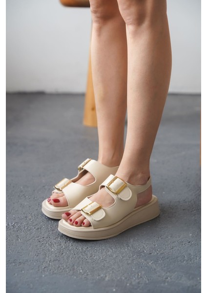 Kadın Zero Tokalı Kalın Tabanlı Sandalet - Ten fiyatları