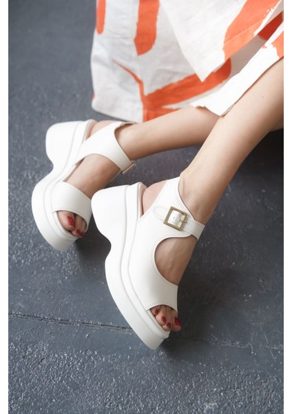 Kadın Alex Kalın Tabanlı Sandalet - Beyaz modelleri