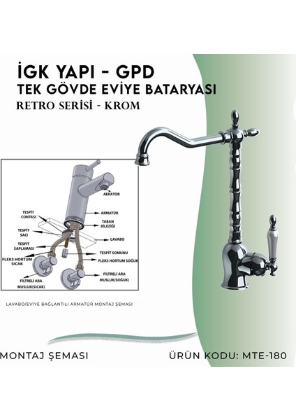 Igk Yapı - Gpd Gpd Retro Tek Gövde Eviye Bataryası (MTE180) indirimleri
