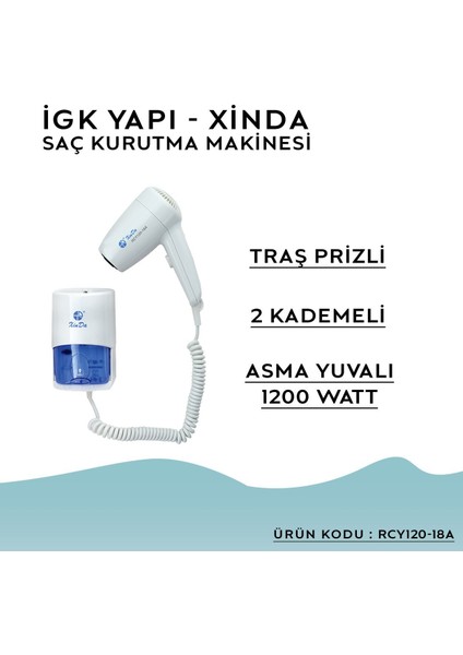 Igk Yapı – Xında Kordonlu Saç Kurutma Makinesi (Rcy120-18a)