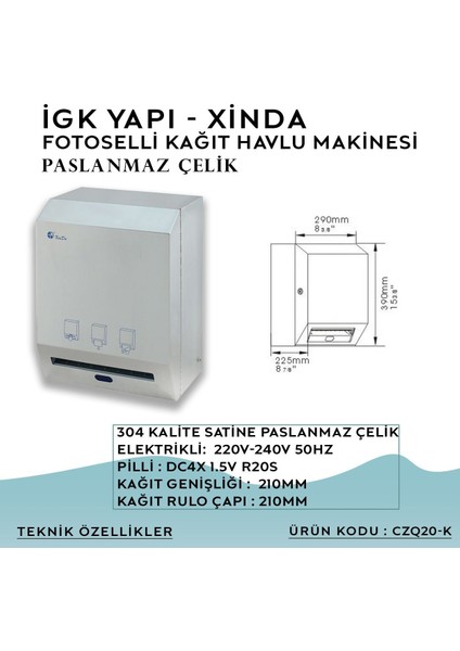 Igk Yapı – Xinda Fotoselli Çelik Kağıt Havlu Makinesi (CZQ20K) indirimleri