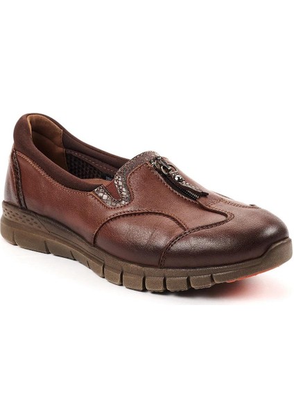 29444-G Taba Kadın Günlük Deri Comfort Ayakkabı