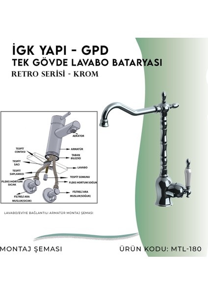 Igk Yapı - Gpd Gpd Retro Tek Gövde Lavabo Bataryası (MTL180)