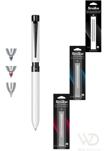 83 Trıo Sport Multifonksiyon Beyaz (Tükenmez Kalem Mavi ve Kırmızı & Versatil) + Yedek Hediyeli