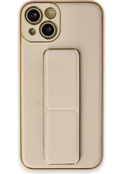 Iphone 14 Plus Kılıf Coco Deri Standlı Kapak - Gold Bstmy
