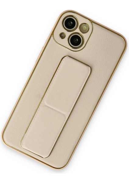 Iphone 14 Plus Kılıf Coco Deri Standlı Kapak - Gold Bstmy