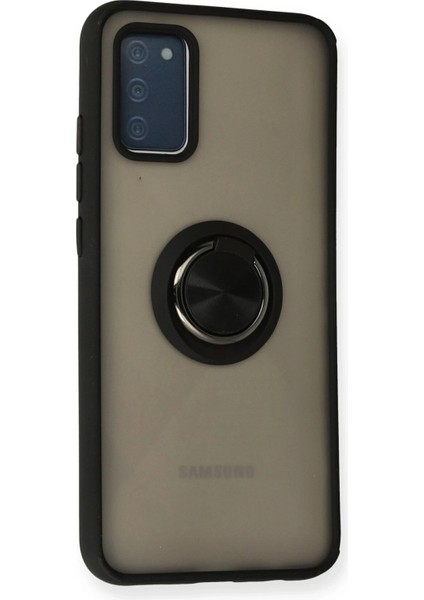 Samsung Galaxy A02S Kılıf Montreal Yüzüklü Silikon Kapak - Siyah Bstmy