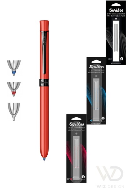 - WizDesign 93 Trıo Multifonksiyon Kırmızı (Tükenmez Kalem Mavi ve Kırmızı & Versatil) + Yedek Hediyeli