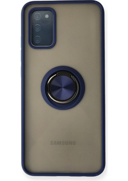 Samsung Galaxy A02S Kılıf Montreal Yüzüklü Silikon Kapak - Lacivert Bstmy