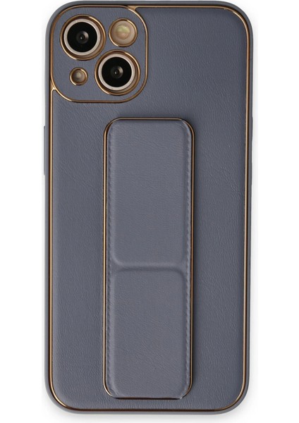 Iphone 14 Plus Kılıf Coco Deri Standlı Kapak - Gri Bstmy