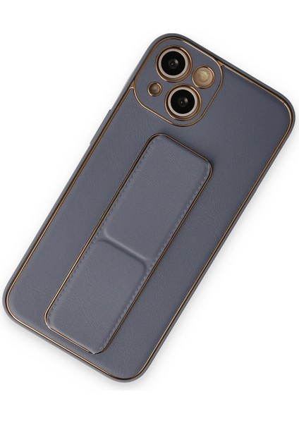 Iphone 14 Plus Kılıf Coco Deri Standlı Kapak - Gri Bstmy