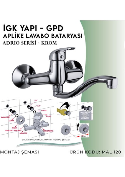 Igk Yapı - Gpd Adrio Aplike Lavabo Bataryası (MAL120) indirimleri