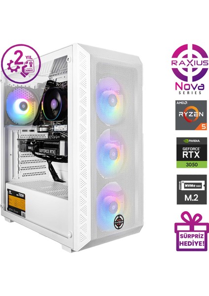 Nova G2 R5 3050-56A016 Ryzen5 5600 32GB 2tbssd RTX3050 8 GB W11P Gaming Masaüstü Bilgisayar