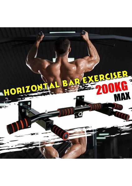 Siyah Duvara Monte Barfiks Aleti Barfik Demiri Barfiks Çubuğu 200 kg Taşıma Kapasiteli Duvara Monte
