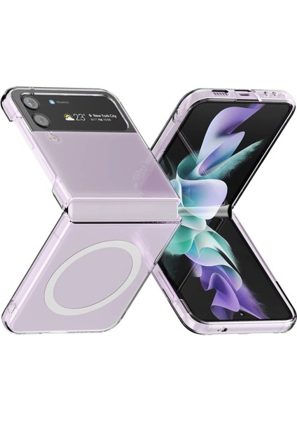 Samsung Galaxy Z Flip 4 Kılıf Magneticsafe Şeffaf Silikon - Şeffaf Bstmy