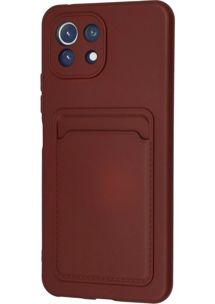 Xiaomi Mi 11 Lite Kılıf Kelvin Kartvizitli Silikon - Bordo Bstmy